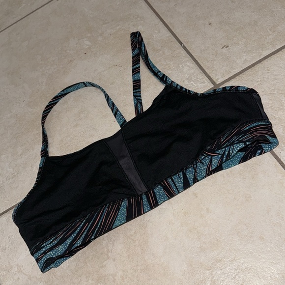 Lululemon Rise and Run Bra Womens Mini Palm Lace Tofino Teal Multi Black - Picture 10 of 11